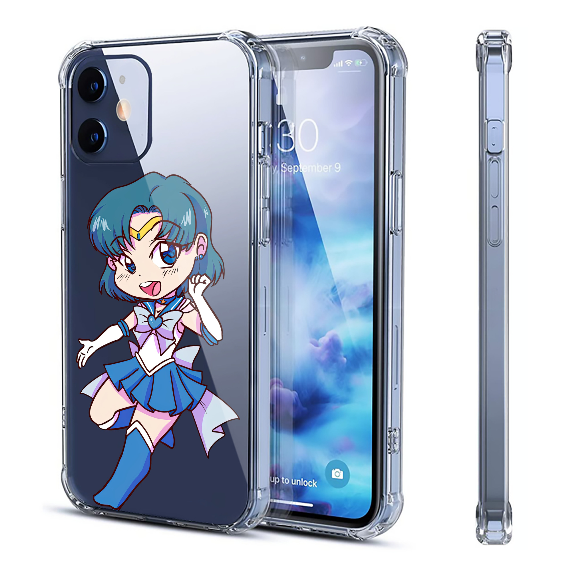 （画像用） 美少女戦士セーラームーン 水野 亜美 みずの あみ Sailor Moon Mizuno Ami 【iPhone 12シリーズ対応】透明スマホケース（クリアソフトケース）